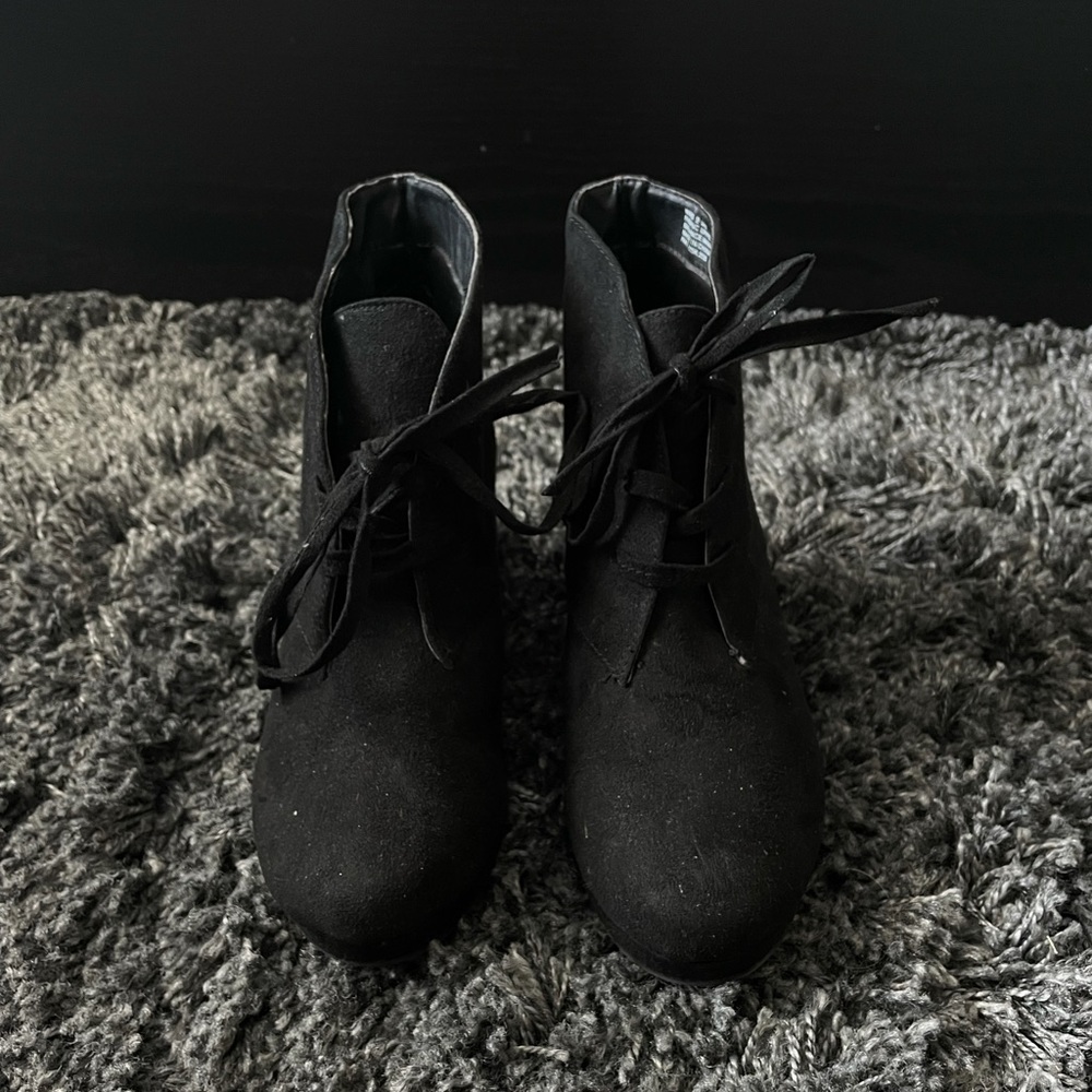 Black Wedge Ankle Booties